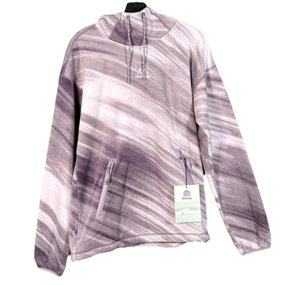MadHappy x Columbia Pullover Purple Abstract Lightweight Fleece Hoodie Small